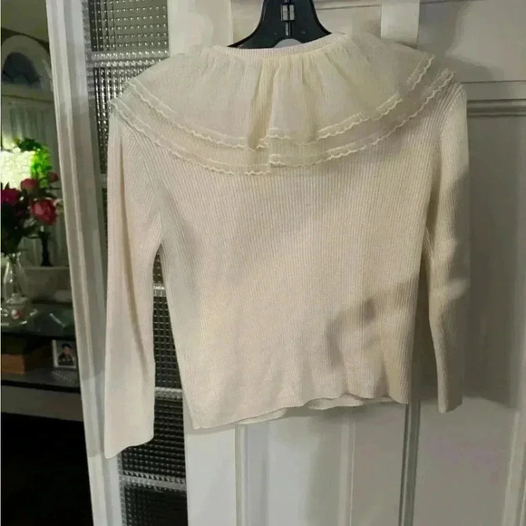 Zara girls button up ivory sweater with a lace collar size 9 - Picture 2 of 7